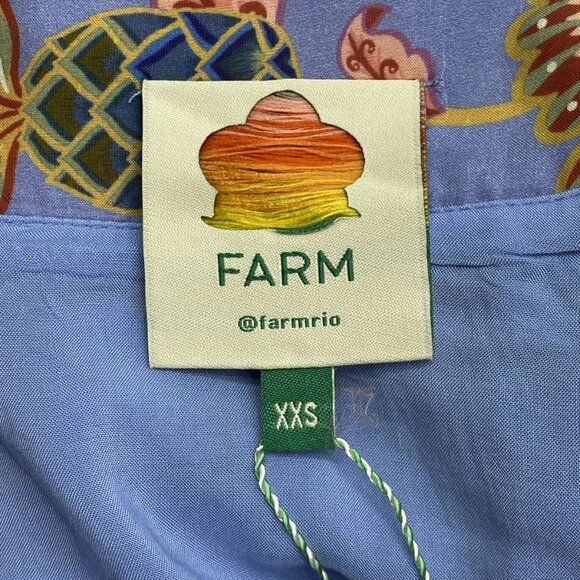 Farm Rio Women’s Superbloom Tapestry V-Neck Maxi Dress – Blue/Multi Floral – XXS - Picture 5 of 10